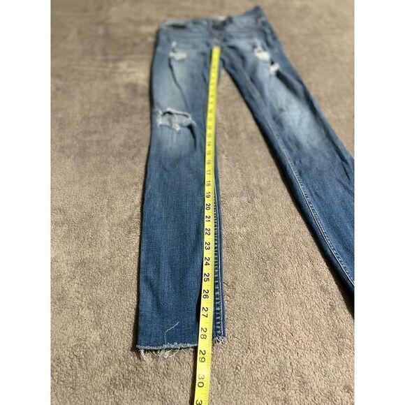 Hollister Low Rise Super Skinny Distressed Stretch Blue Jeans 00R W23 L30 (F4) - Picture 3 of 8